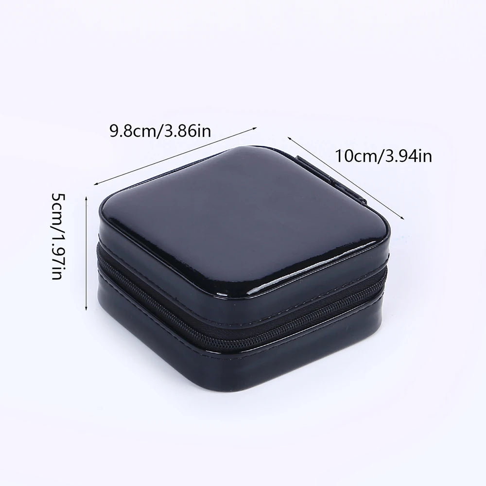 Jewelry Case Box Portable Small Travel Jewelry Organizer Necklace Earring Ring Storage Display Gift Box Travel Essentials Zpaxo Black