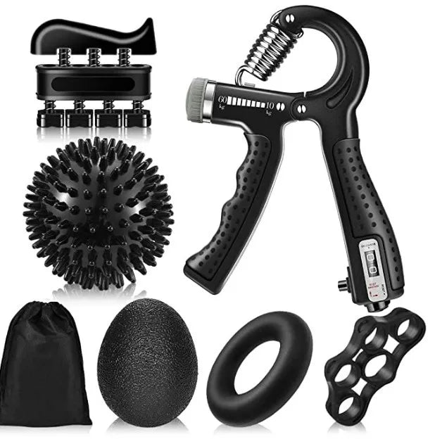 Gym Fitness Adjustable Count Hand Grip Set Finger Forearm Strength Muscle Recovery Gripper Exerciser Trainer Ball Decompression Zpaxo