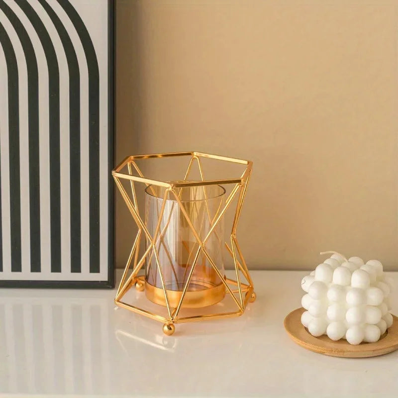 Luxury Wrought Iron Glass Vase Dining Table Centerpiece Hydroponic Zpaxo