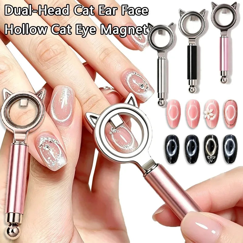 Double Head Cat Eye Nail Magnet Ear Hollow Strong Ring Magnetic Tool Zpaxo