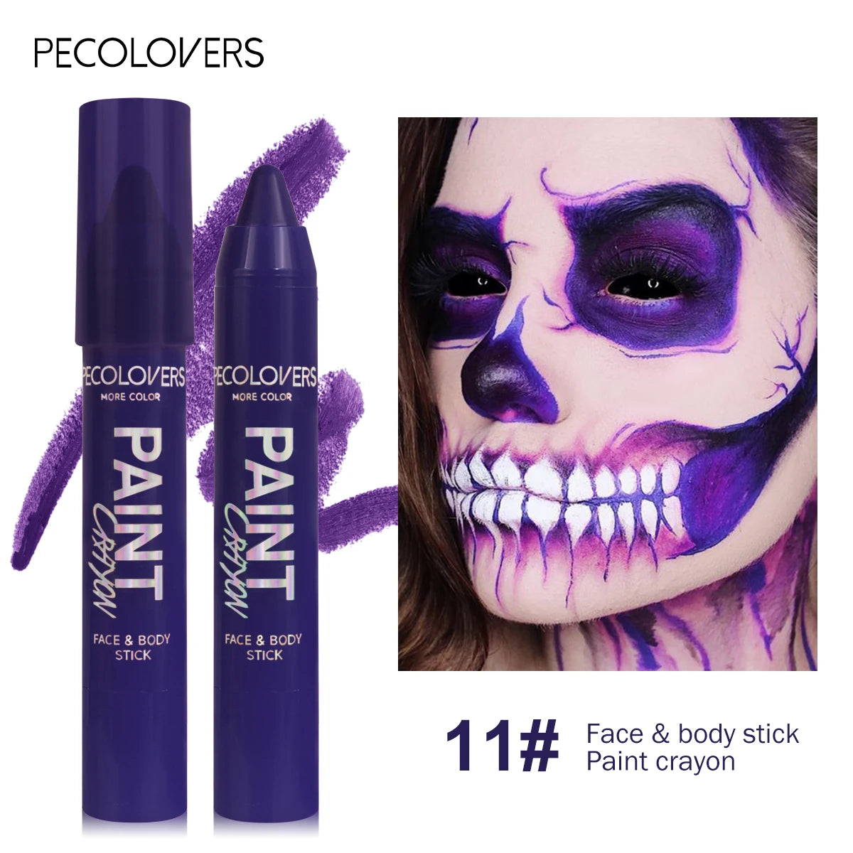 1PC Colorful Facial and Body Paint Sticks - Waterproof, Gentle Texture, Purple/green/blue, Long-lasting, Suitable for Easter Zpaxo 11