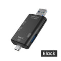 Multifunction 6 In 1 OTG SD Card Reader USB Card Reader Type-C/TF/SD Memory Card Adapter For Phone PC Laptops Camera Accessories Zpaxo Black