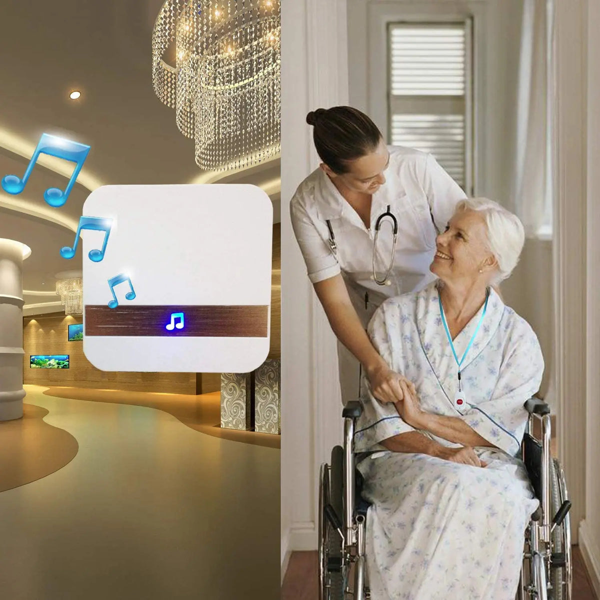 Wireless Caregiver Pager Nurse Alert System Long Range Call Button Plug in Receiver Emergency Call Bell for Elderly Senior Alarm Zpaxo