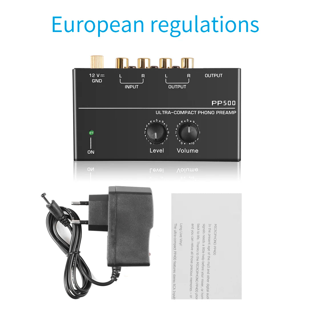 Phono Preamp Pre Amp Preamplifier Level Volume Control RCA Input Zpaxo EU Plug