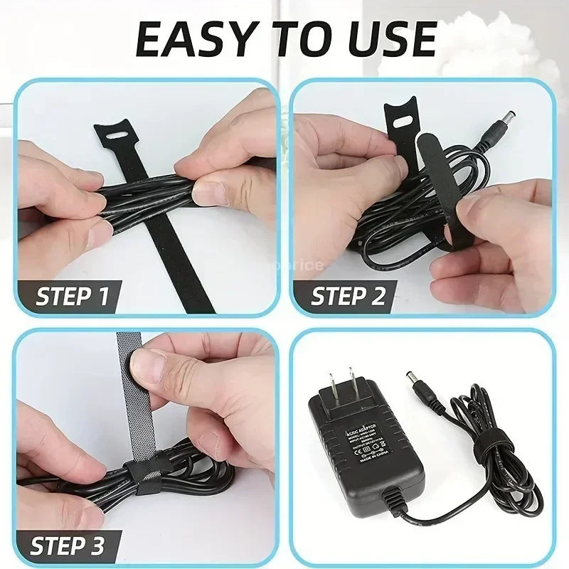 Releasable Cable Organizer Ties Mouse Earphones Wire Management Nylon Cable Ties Reusable Loop Hoop Tape Straps Tie Zpaxo