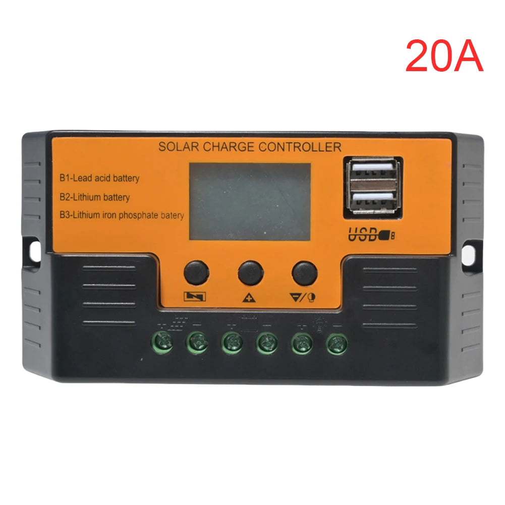 Solar Regulator 12V/24V 30A 20A 10A Solar Charge Controller Battery Charger LCD Display Dual Output USB 5V Solar Panel Controlle Zpaxo 20A