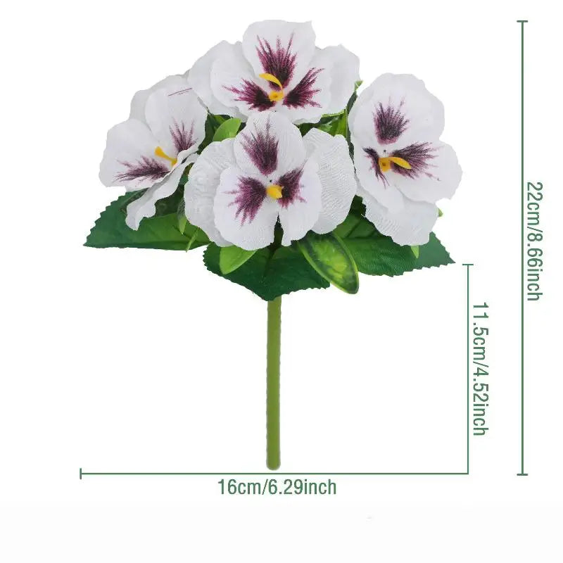 Artificial Pansy Flowers Silk Rose Bouquet Realistic DIY Simulated Floral Arrangement Wedding Home Party Table Centerpiece Zpaxo A7