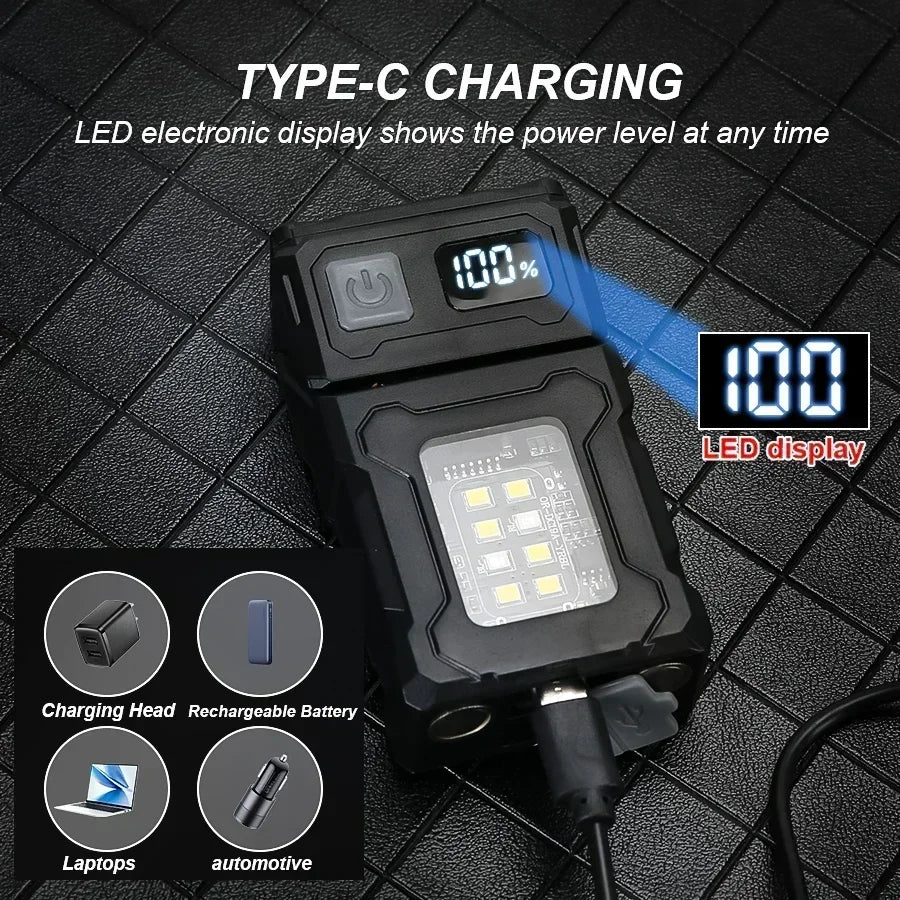 Mini Keychain Flashlight Rechargeable Camping Lamp Safety Warning Zpaxo