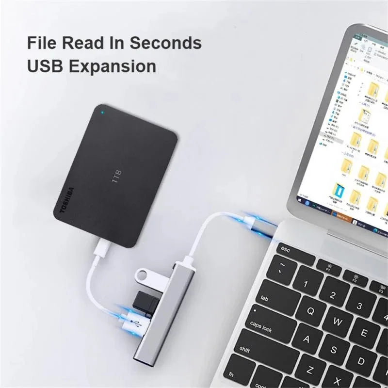 Type C Multi USB Splitter USB Transfer Adapter 4 In 1 High Speed Data Transmission Splitter For Laptop Hard Drive Phone Tablet Zpaxo