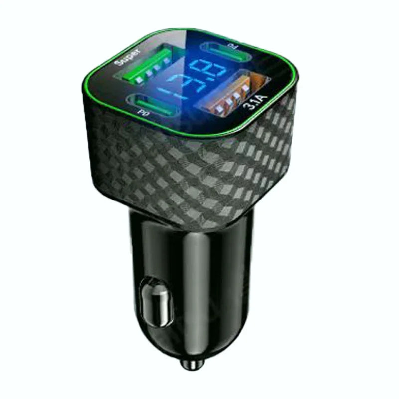UYUXIO Dual USB C Car Charger Voltage Display Fast Charging Adapter 1 Zpaxo Black Car Charger