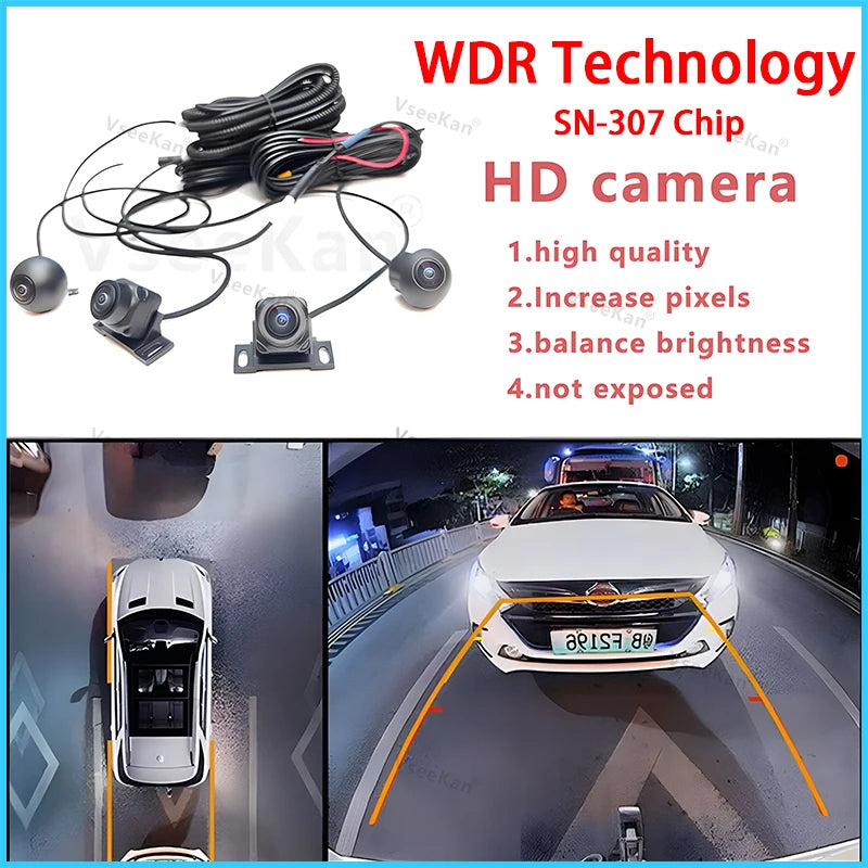 AHD 1080P 720P 3D 360 Panoramic Car Camera Surround View Right Left Zpaxo