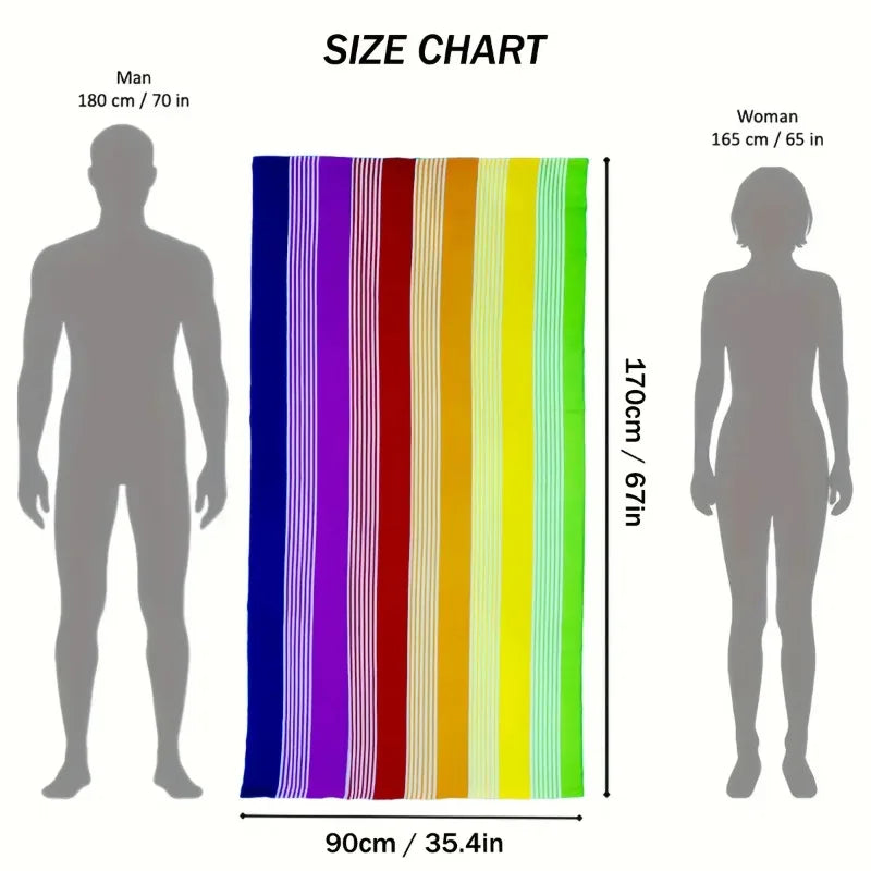 Extra Large Rainbow Stripe Beach Towel Soft Microfiber Quick-dry Wrap Zpaxo