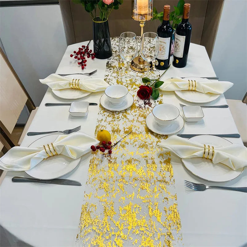 Gold Table Runner Metallic Glitter Cloths Roll Rectangle Birthday Zpaxo