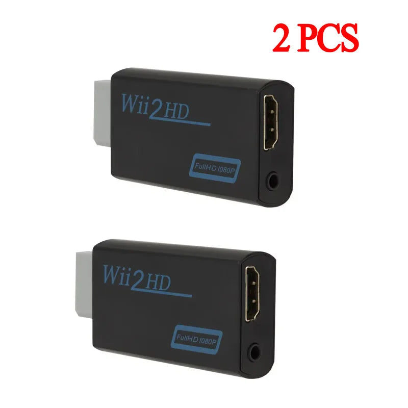 Wii HDMI-Compatible Converter 1080P Full HD Adapter Connector Video Zpaxo 2PCS Black