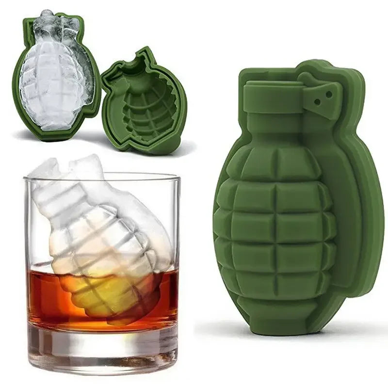 1 2 Sets 3D Grenade Shape Silicone Ice Cube Mold Reusable Easy Zpaxo
