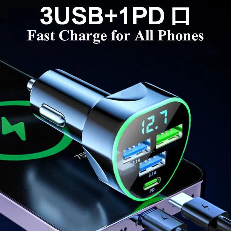 1 USB C Car Charger Adatper LED Voltage Monitor Fast Charge Iphone Zpaxo