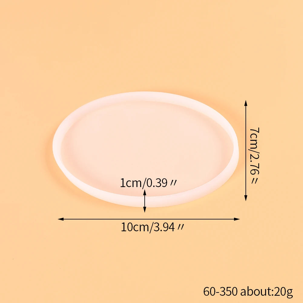 Coaster Silicone Resin Mold Heart Round Square Hexagon Oval Cup Tray Mat Casting Crafts Jewelry Storage Tray Making Home Decor Zpaxo Oval 10cm