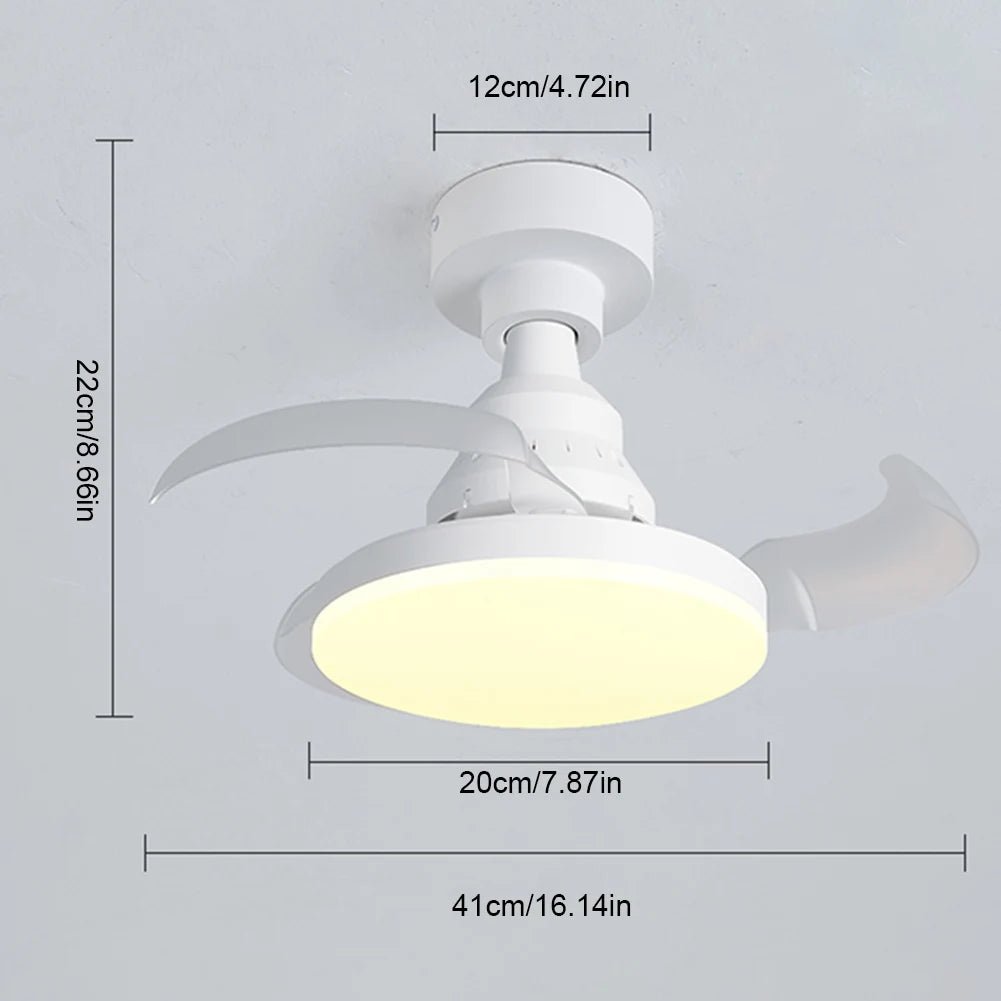 Portable Hanging Fan LED Light Remote Control Cordless 3 Gears Zpaxo