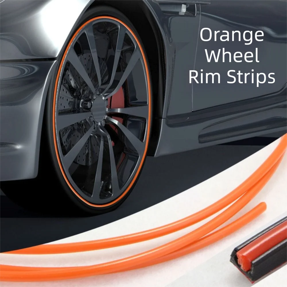 Universal Fit Wheel Hub Decorative Strip Full Rim Cover Anti-scratch Zpaxo Orange
