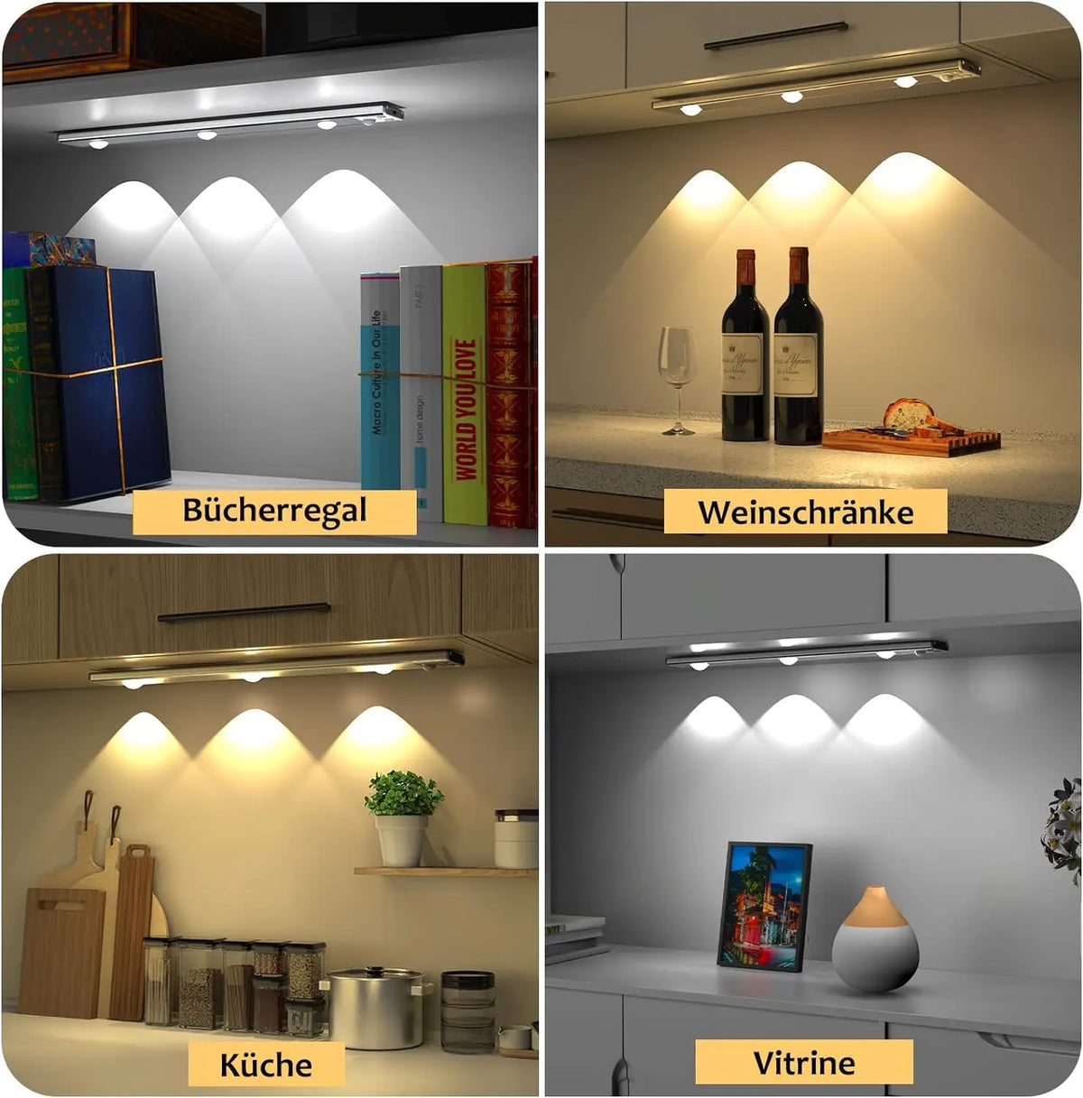 Wireless Ultra Thin Motion Sensor LED Cabinet Light USB Rechargeable Dimmable Lamp 3 Colors for Kitchen Wardrobe Bedroom Stairs Zpaxo