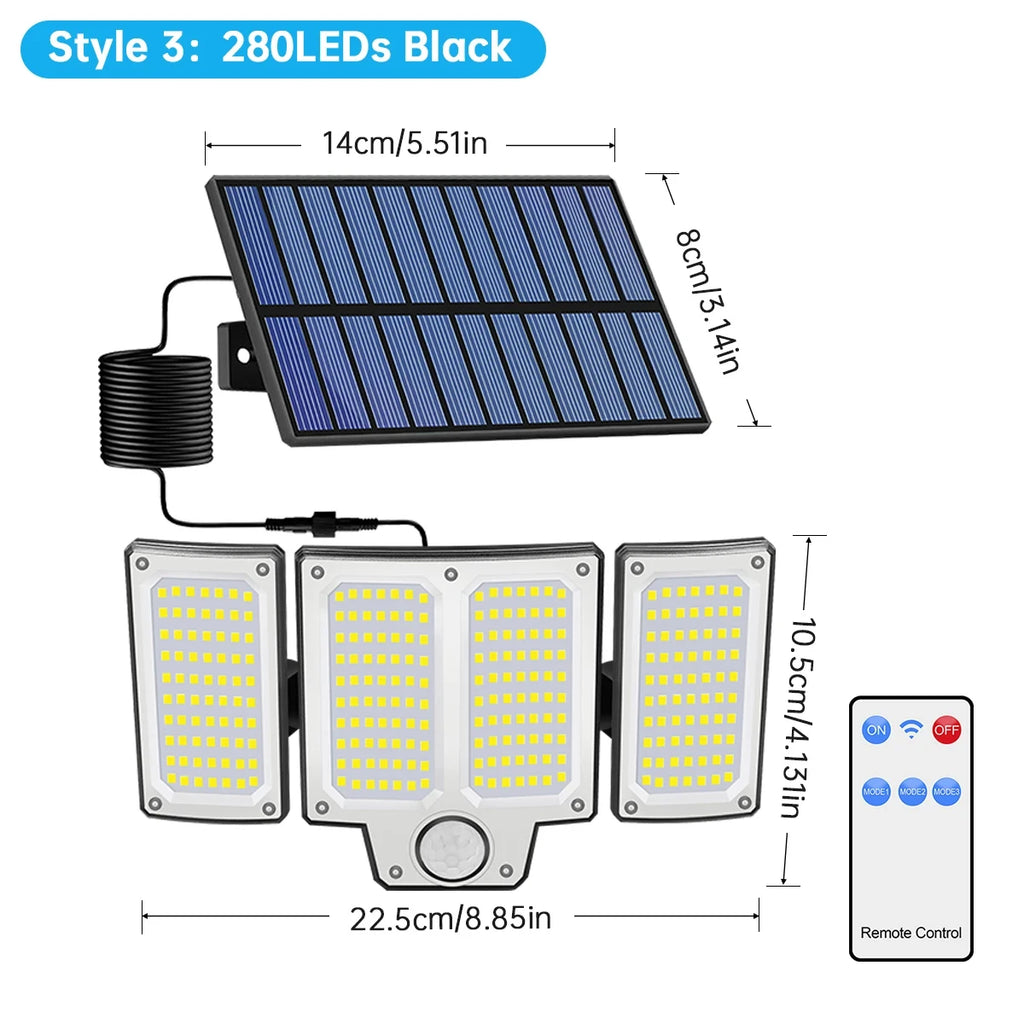 Outdoor Solar Lights Sensor Floodlight Waterproof Bright Lamp Door Zpaxo 280LED China Mainland