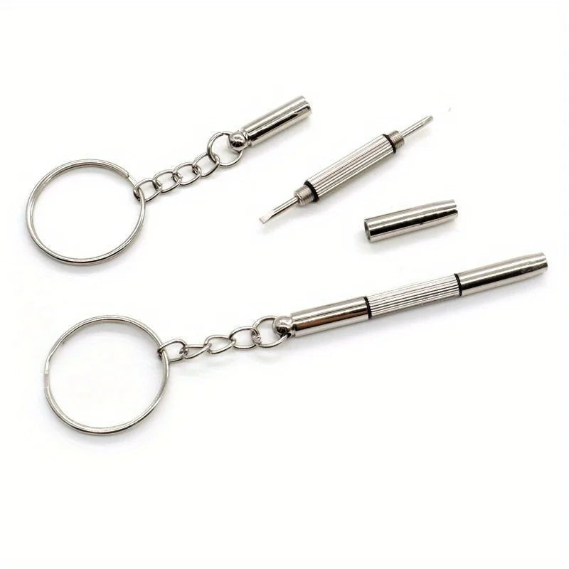 Stainless Steel Eyeglass Screwdrivers Keyring Interchangeable Tips Zpaxo