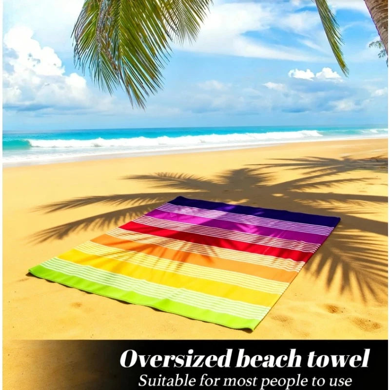 Extra Large Rainbow Stripe Beach Towel Soft Microfiber Quick-dry Wrap Zpaxo