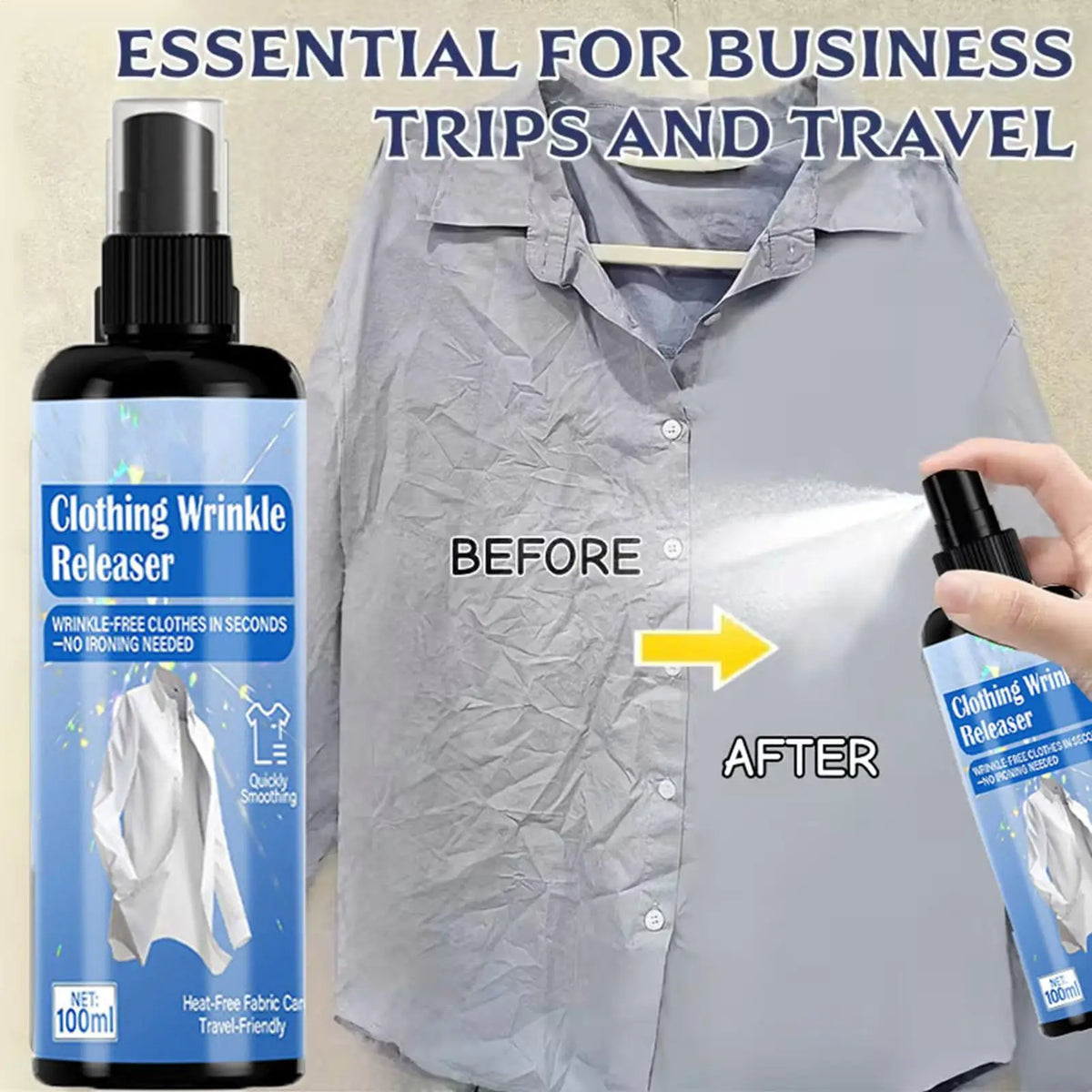 Wrinkle Remover Spray Anti Static Quick Dry Clothes Iron Travel Zpaxo