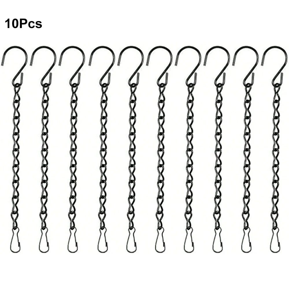 2/4/6/10Pcs Black Hanging Chains with Hooks for Hanging Bird Feeders Basket Billboards Lanterns Wind Chimes Home Garden Decor Zpaxo 10Pcs