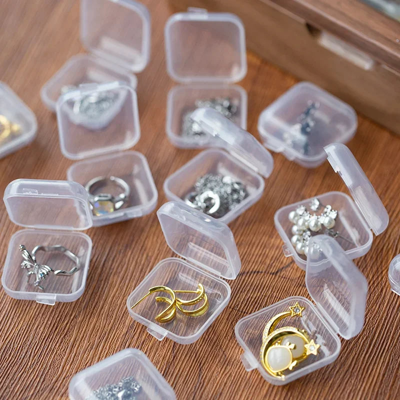 100 Mini Jewelry Storage Boxes Plastic Transparent Square Box Pill Zpaxo