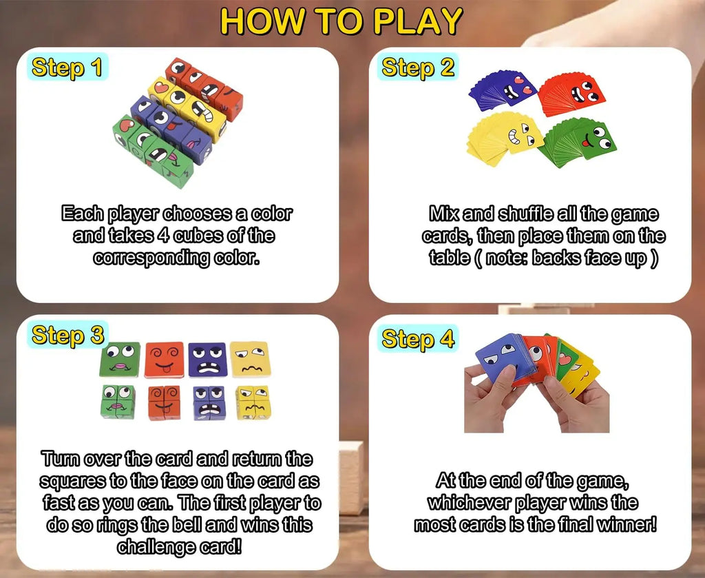 Face Changing Magic Cubes Game Expression Matching Block Puzzle Bell Zpaxo