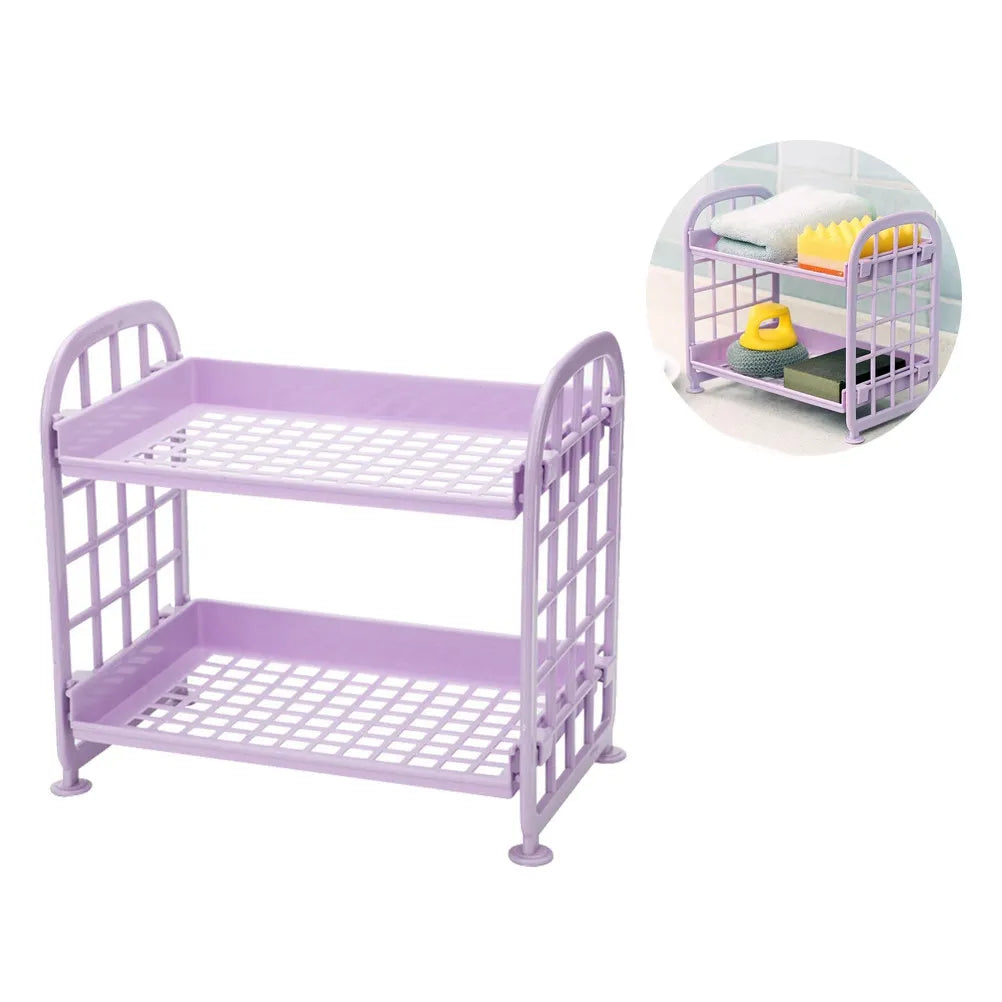 2 Layers Plastic Bathroom Storage Shelf Kitchen Countertop Organizer Zpaxo