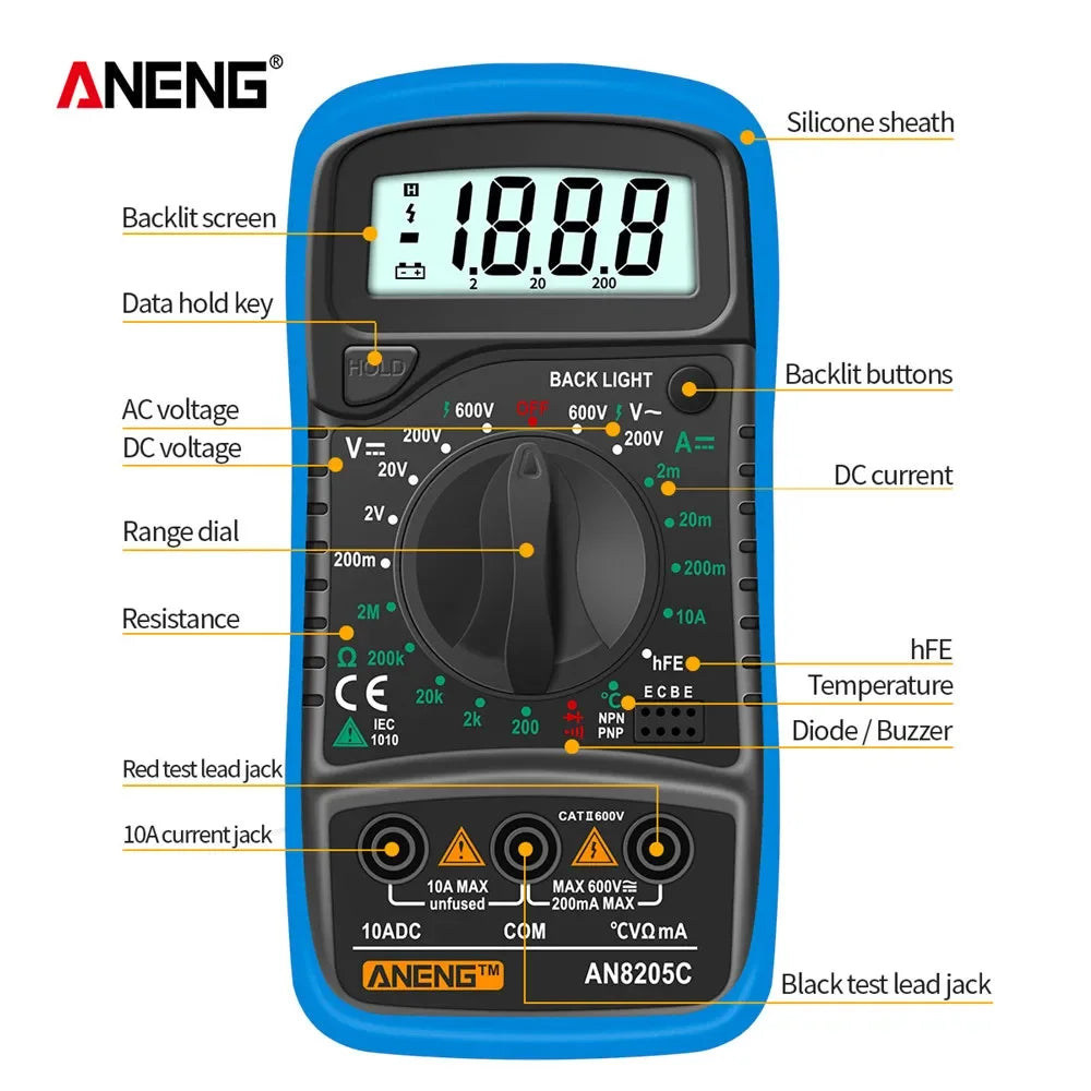Digital Multimeter Meter Multimetro AC DC Ammeter Volt Ohm Tester Zpaxo