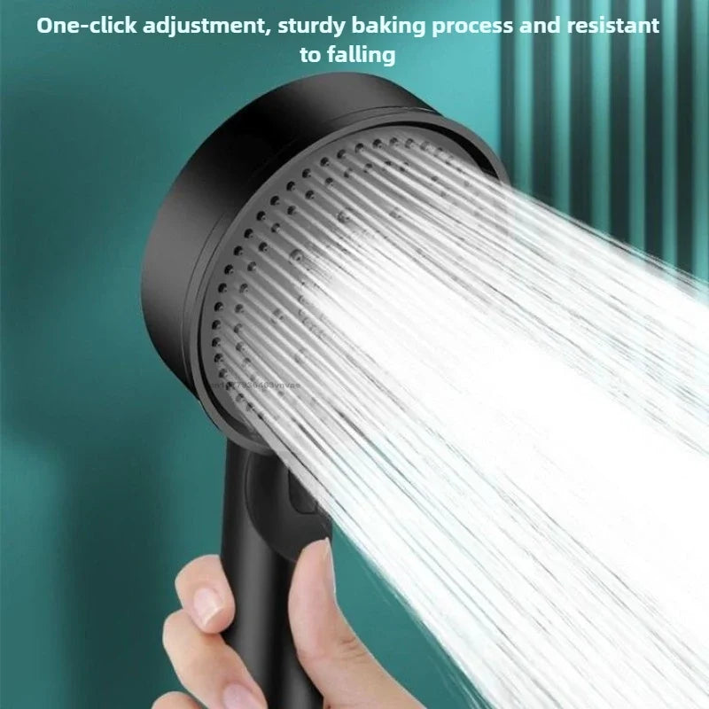 Black 5 Modes Shower Head Adjustable High Pressure Water Saving Shower Head Water Massage Shower Head Bathroom Accessories Zpaxo