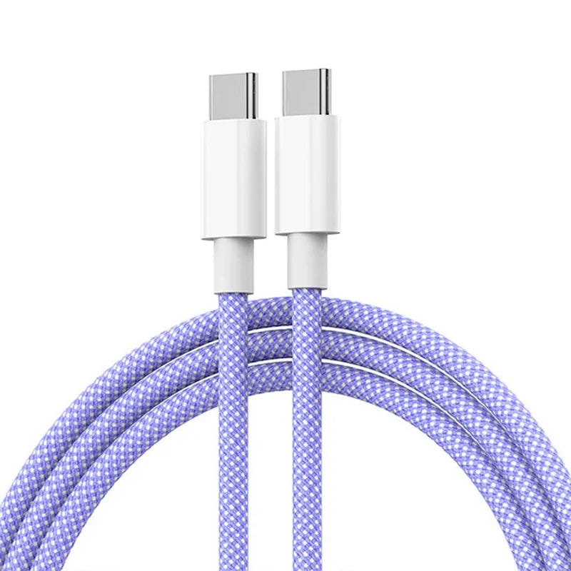 USB C Cable For Apple iPhone 17 16 15 Pro Max PD 60W Fast Charging Cable For Huawei Xiaomi Samsung USB C Data Line Accessories Zpaxo Purple 2m