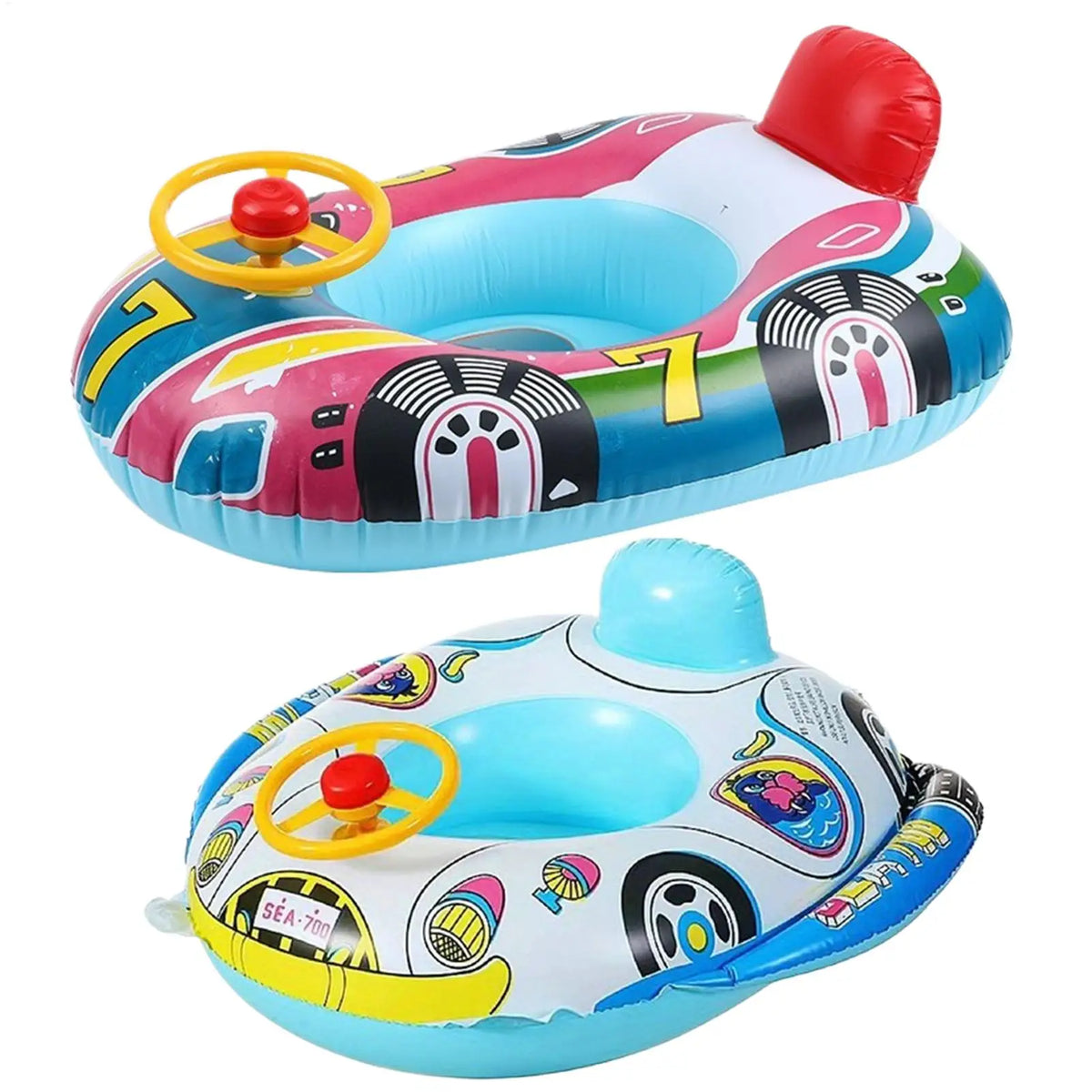 Inflatable Baby Kids Pool Float Steering Wheel Backrest Floating Zpaxo