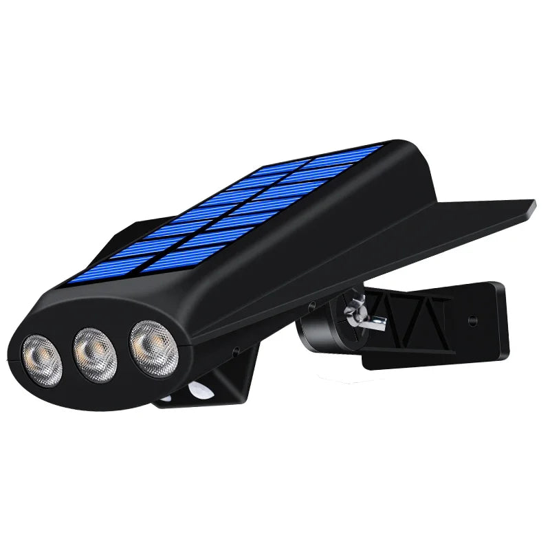 Solar Wall Light Outdoor Waterproof LED Lamp 2200mAh Security Yard Zpaxo Black Shell-White China Mainland