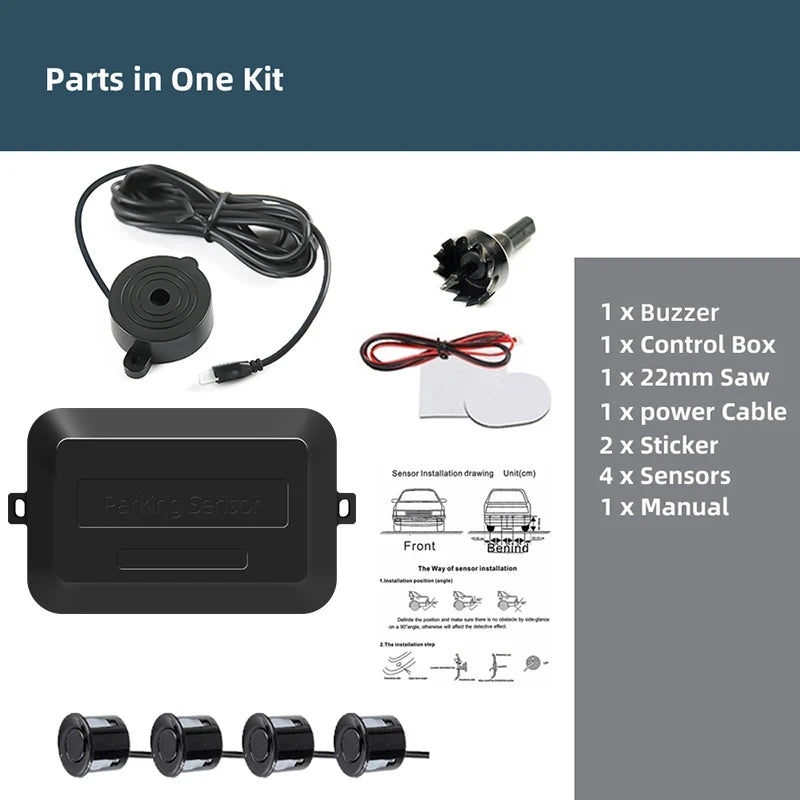 4 Sensors Buzzer Car Parking Sensor Reverse Backup Radar Sound Alert Zpaxo