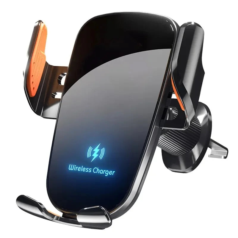 UYUXIO Manual Clamp Wireless Car Charger 15 Fast Charging Air Vent Zpaxo Black