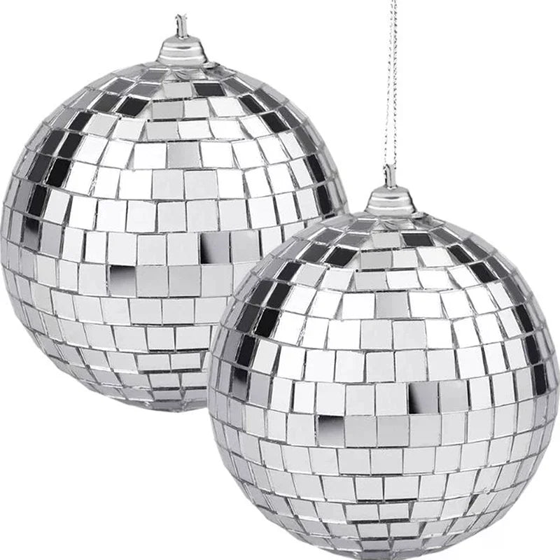 Mini Mirror Disco Ball Stage Light Reflective Rotating Bright Silver Glass Ball Christmas Birthday Wedding Party Cake Decor Zpaxo