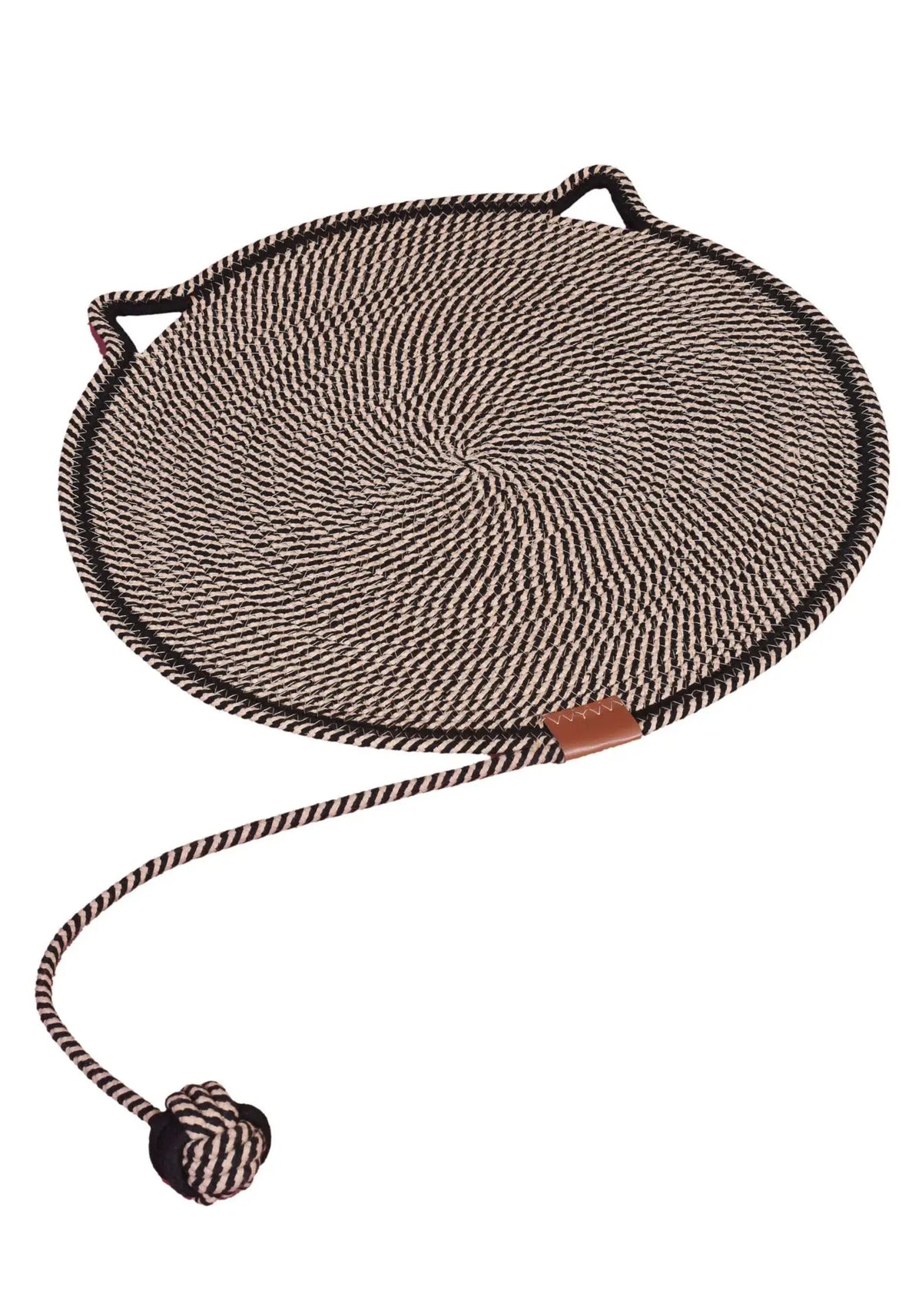 Woven cotton rope cat paw pad self feeding ball integrated sleeping pad washable and grindable scratch tool cat scratch pad Zpaxo Black cat paw pad 42X42CM