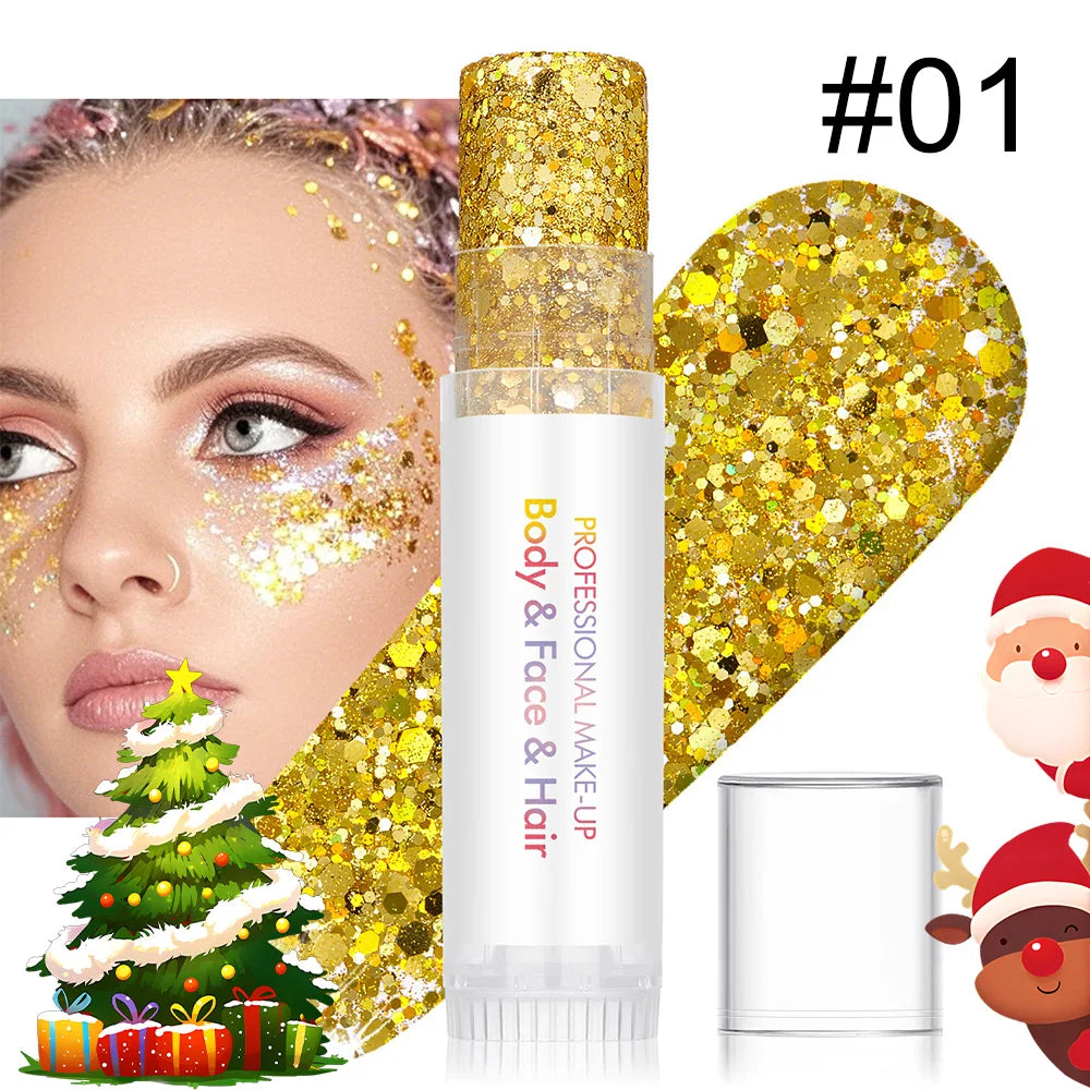 Body Facial Glitter Long-lasting Shine Suitable Holiday Christmas Zpaxo DAN4734-01