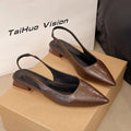 Women's Genuine Leather Pointed Toe Slingback Slip-on Flats Sandals Soft Comfortable Casual Female Summer Daily Footwear Shoes Zpaxo Brown 35