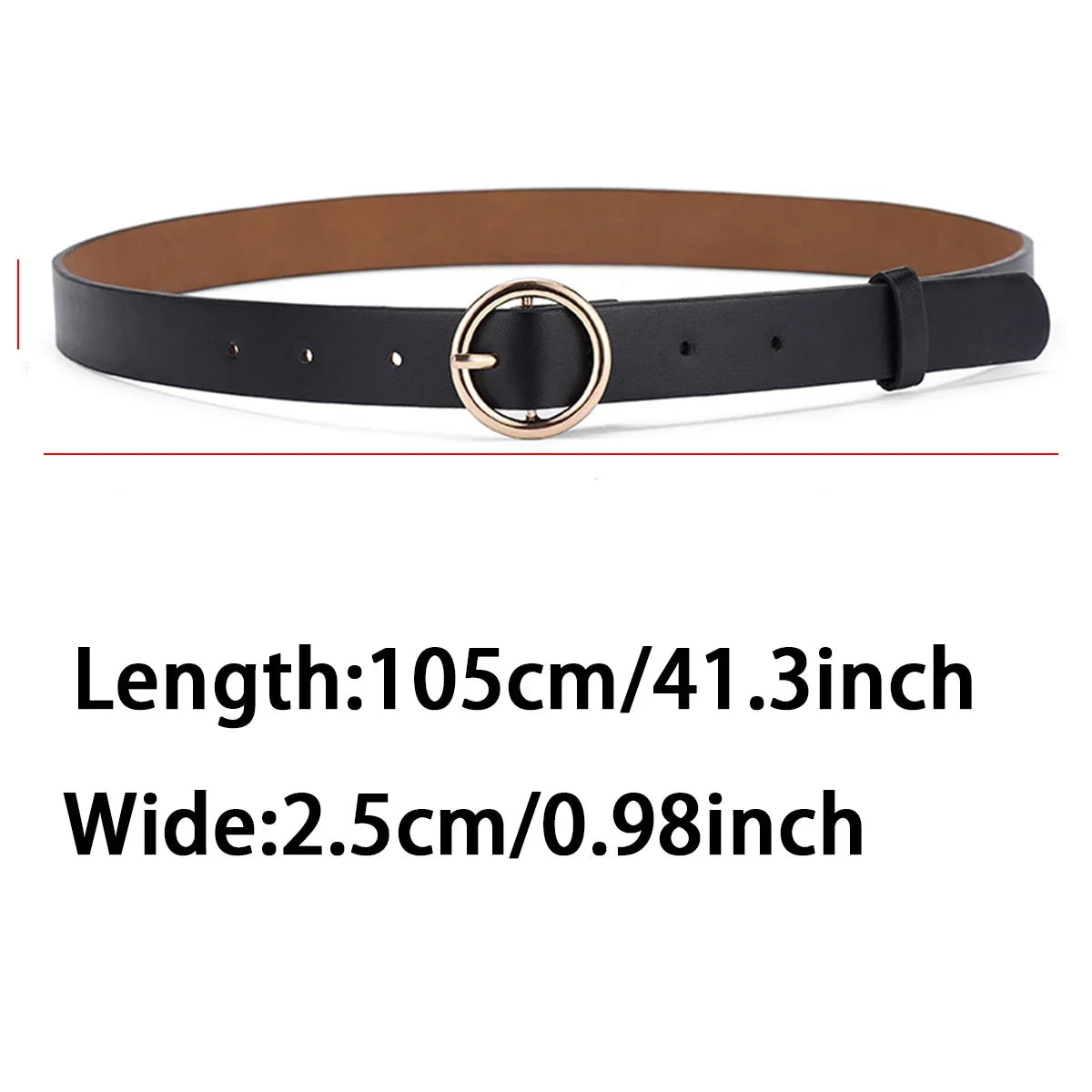 Women's Belt Fashionable Round Buckle Jeans Cargo Pants Skirt Thin Zpaxo