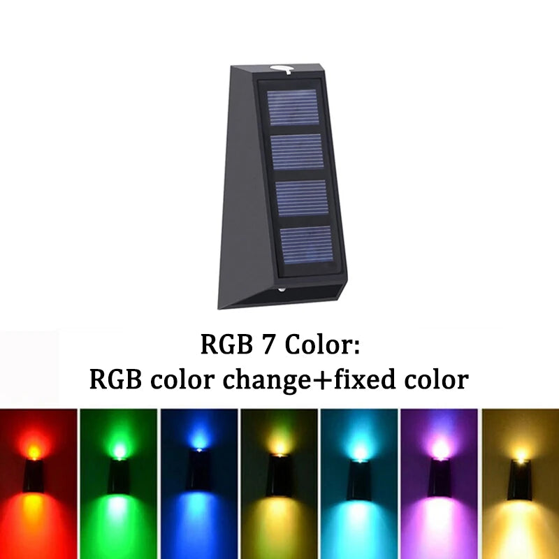 Solar Wall Lights Outdoor Garden Decoration Home Lamp Double Zpaxo 1PCS- Multicolor
