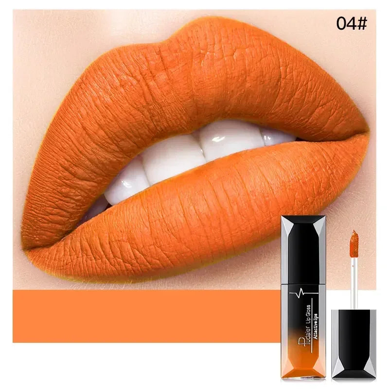 Pudaier Waterproof Lip Gloss Matte Liquid Lipstick Matte Lip Stick Cosmetics Makeup Nude Purple Black Rose Cosmetics Zpaxo 4