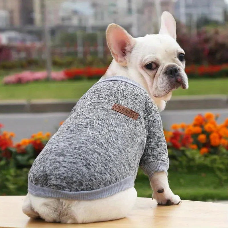 Warm Winter Dog Clothes French Bulldog Sweatshirt Pet Pullover Zpaxo Gray XS（old）