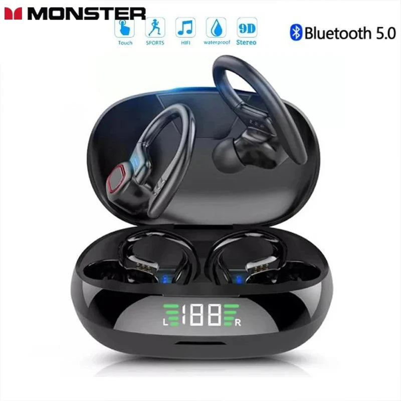MONSTER S730 LED Digital Display Headset Bluetooth Earbuds Wireless Zpaxo