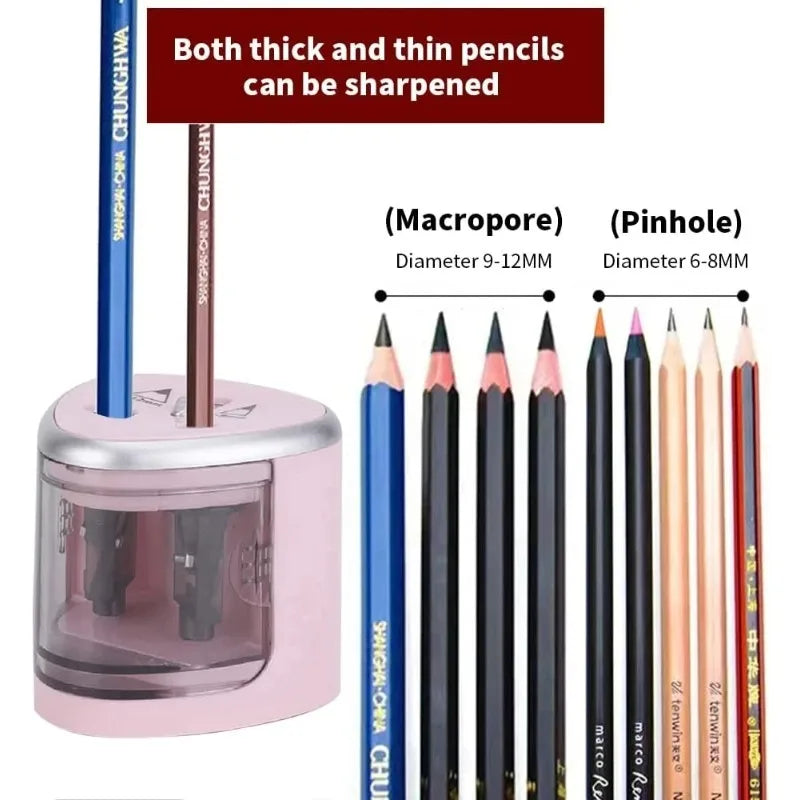 Upgraded Two-hole Electric Pencil Sharpener Automatic Heavy Duty Fast Zpaxo