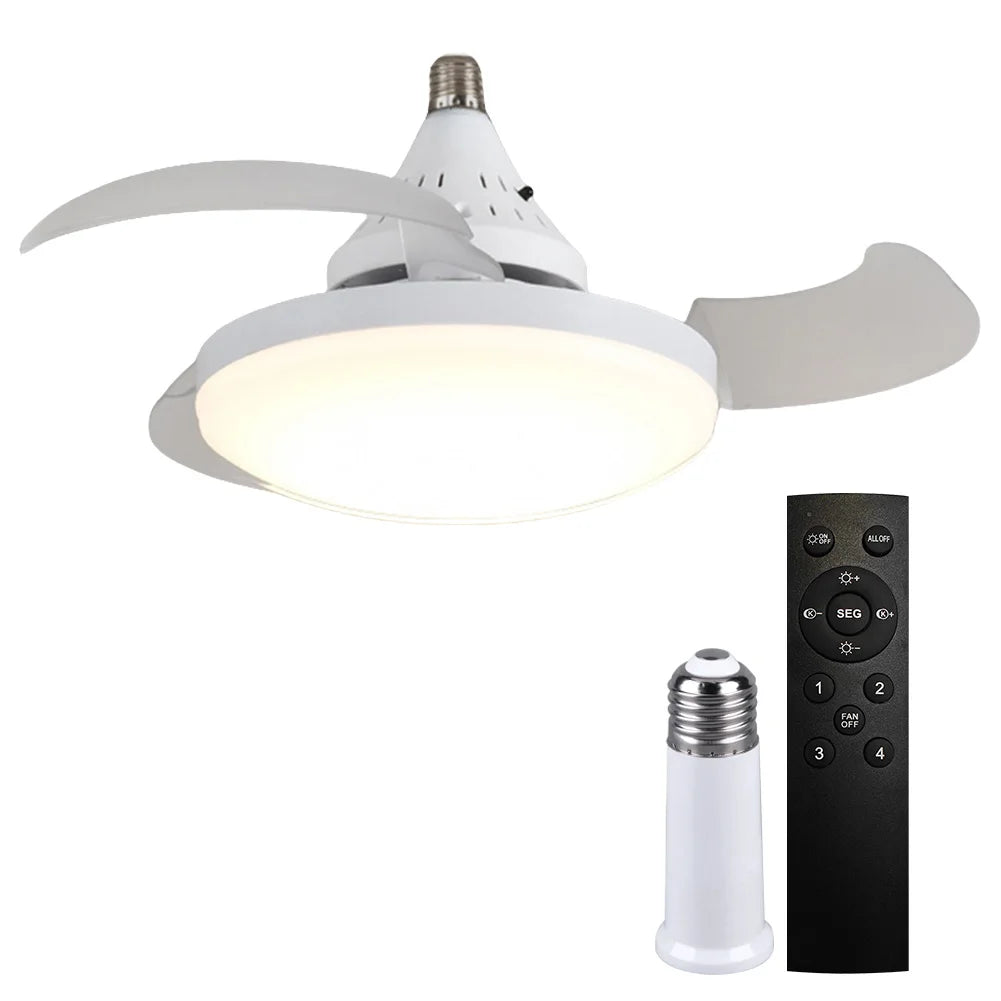 Portable Hanging Fan LED Light Remote Control Cordless 3 Gears Zpaxo B